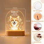 Personalisiertes Haustierfoto Nachtlicht mit Aquarell-Blumen | mit Namen & Text | LED-Acryllampe mit Holzsockel | Erinnerungsgeschenk für Tierbesitzer 11