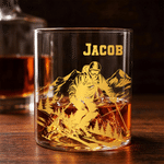 Personalized Skiing Silhouette Cut-Out Mountain Whisky Glass Box Set with Name Bar Party Accessory Birthday Christmas Gift for Man Whiskey Lover 1