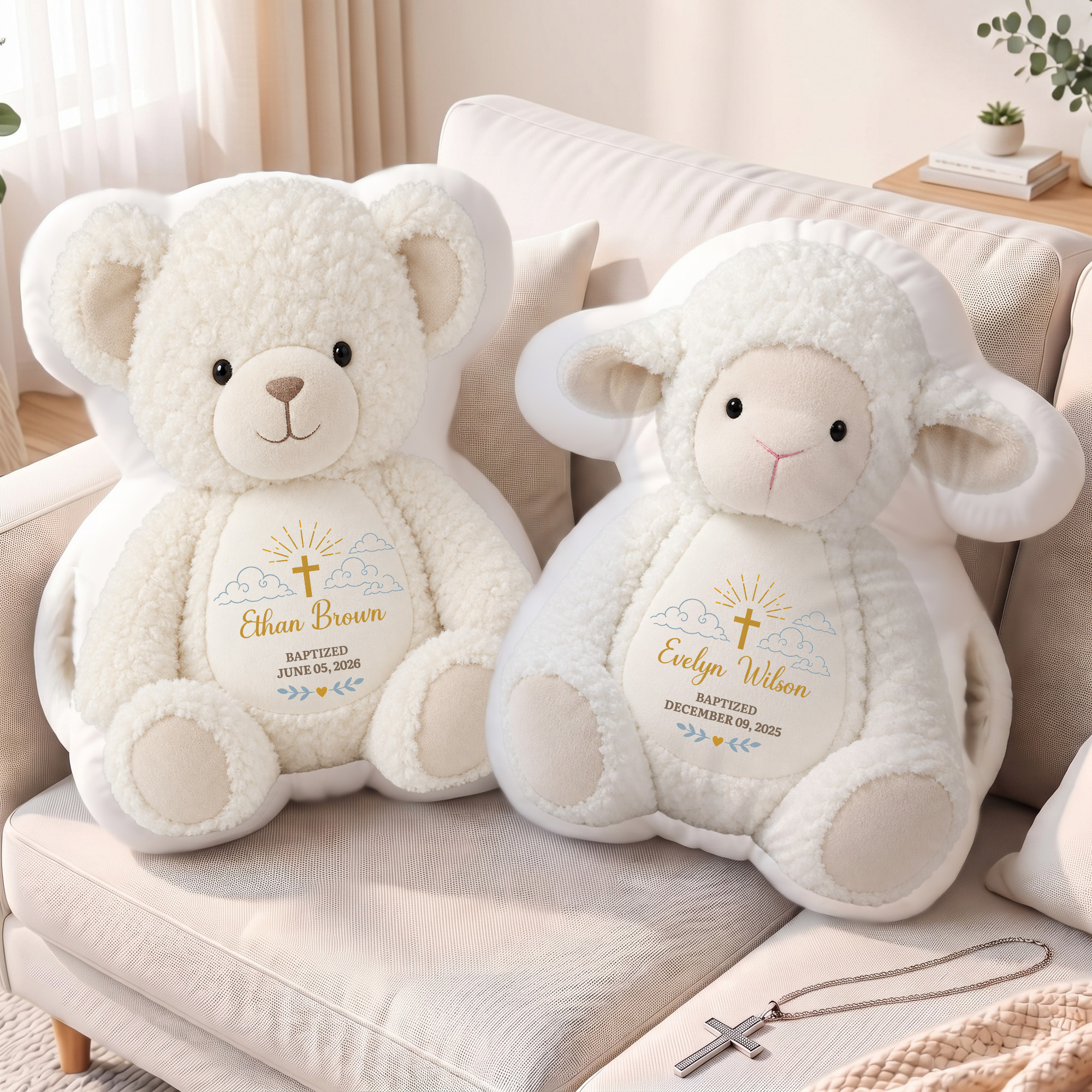 Callie Individuell gestaltetes, niedliches Tier-Tauf-Handwärmekissen unisex