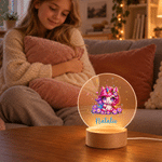 Placas acrílicas personalizadas con forma de círculo, con motivos de unicornio y flores de nacimiento, con luz nocturna, con nombre, para dormitorio infantil, regalo de cumpleaños para niñas 4