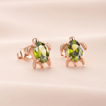 Personalised Sea Turtle Birthstone Sterling Silver Earrings Dainty Jewellery Daily Use Birthday Gift for Woman Friend 1