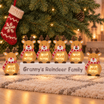 Personalized Cute Reindeer LED Light Wooden Christmas Ornament with Name and Text Christmas Gift for Family Kids 5