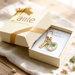 Personalized Elegant Dried Flower Heart Pendant Keychain Card Box Set with Name and Text Christmas Gift for Woman Bestie 7
