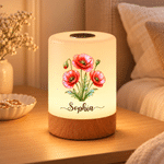 Personalized Birth Flower Rechargeable Dimmable Touch Control LED Night Light with Name Bedroom Decor Birthday Gift for Mom Wife Woman 1