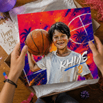 Personalised Oil Painting Style Basketball Player Photo Canvas Prints with Name and Number Home Wall Decor Birthday Gift for Basketball Lovers Players 6