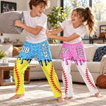 Personalised Sports Ball Ice Cream Drip Pattern Pyjama Pants with Name and Number Sports Training Birthday Gift for Men Women Kids Friends 5