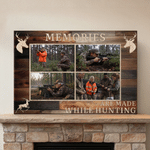 Personalised Wood Grain Deer Hunting Photo Collage Canvas Prints with Text Home Wall Decor Christmas Birthday Gift for Deer Hunters 1