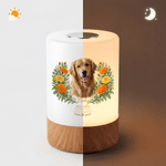 Personalized Oil Painting Pet Photo Birth Flower Touch Control Night Light with Name Year and Text Memorial Sympathy Gift for Loss of Pet 6