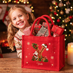 Personalised Snowflake Santa Claus Initial Large Capacity Linen Tote Bag with Name Christmas Party Holiday Gift for Family Friends Kids 6