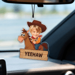 Personalized Cartoon Cowboy Photo Car Vent Clip Sun Visor Clip Rearview Mirror Ornament with Text Car Accessories Birthday Gift for Drivers Parents 2