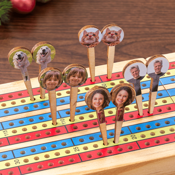 Personalised Christmas Photo Wooden Cribbage Pegs Board Game Accessories Set of 3 Christmas Party Holiday Gift for Cribbage Lovers