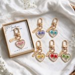 Personalized Elegant Dried Flower Heart Pendant Keychain Card Box Set with Name and Text Christmas Gift for Woman Bestie 2