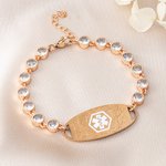 Personalized Cubic Zirconia Medical Alert ID Bracelet with Engraved Text Emergency Gift for Diabetes Allergies Epilepsy 2