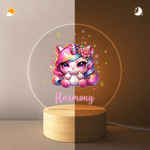 Placas acrílicas personalizadas con forma de círculo, con motivos de unicornio y flores de nacimiento, con luz nocturna, con nombre, para dormitorio infantil, regalo de cumpleaños para niñas 8