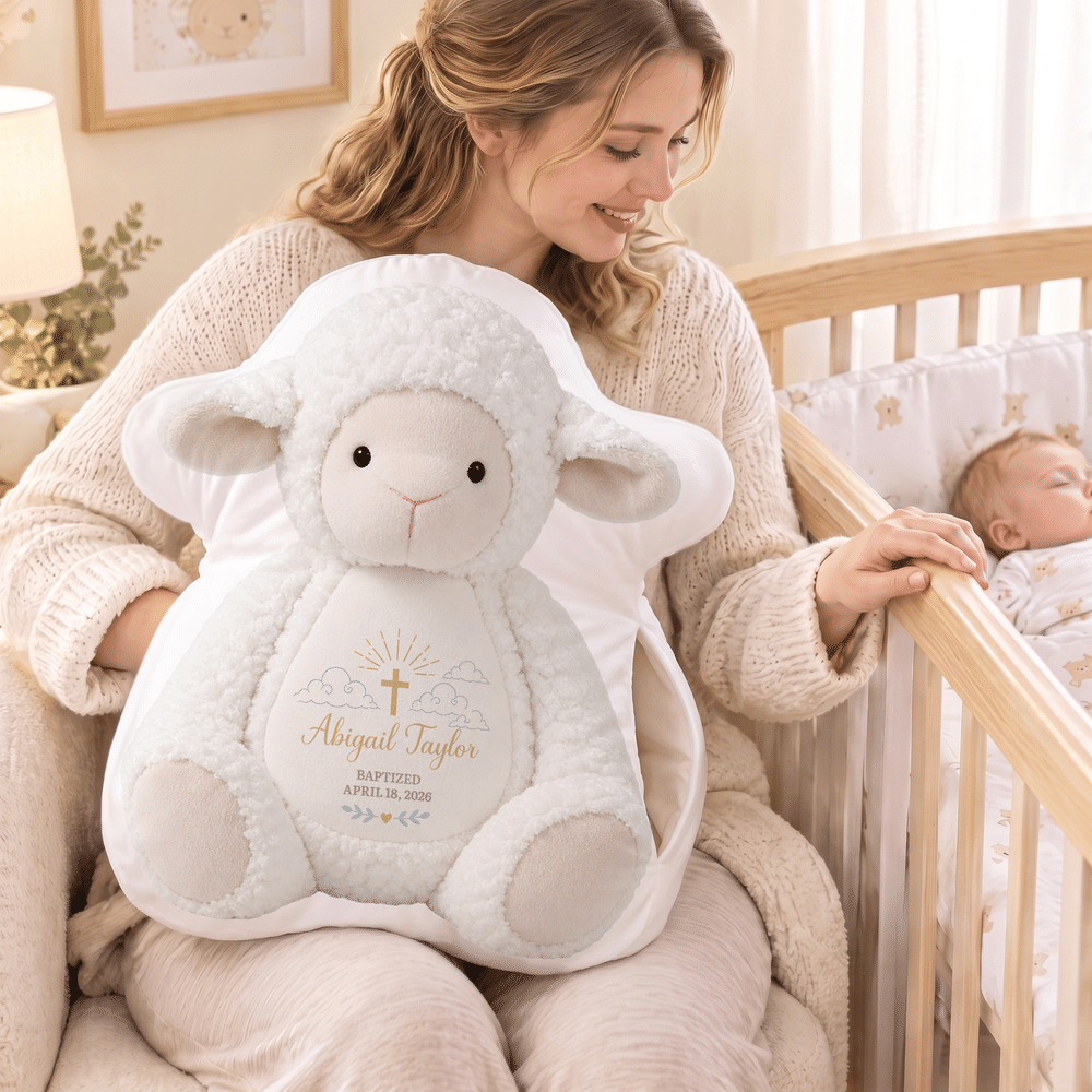Almohadilla calentadora de manos personalizada con motivos de animalitos para bautizo, con nombre y fecha. Decoración para el hogar. Regalo de cumpleaños o bautizo para bebés. 3