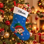Personalized Cute Christmas Tree Santa Reindeer Elf Plush Christmas Stockings with Name Festive Christmas Gift for Family Kids 5