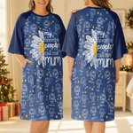 Personalised 1-16 Cartoon Line Art Kids Nightgown with Names and Side Pocket Daily Wear Birthday Christmas Gift for Grandma Mum 4