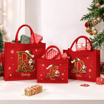 Personalised Snowflake Santa Claus Initial Large Capacity Linen Tote Bag with Name Christmas Party Holiday Gift for Family Friends Kids 8