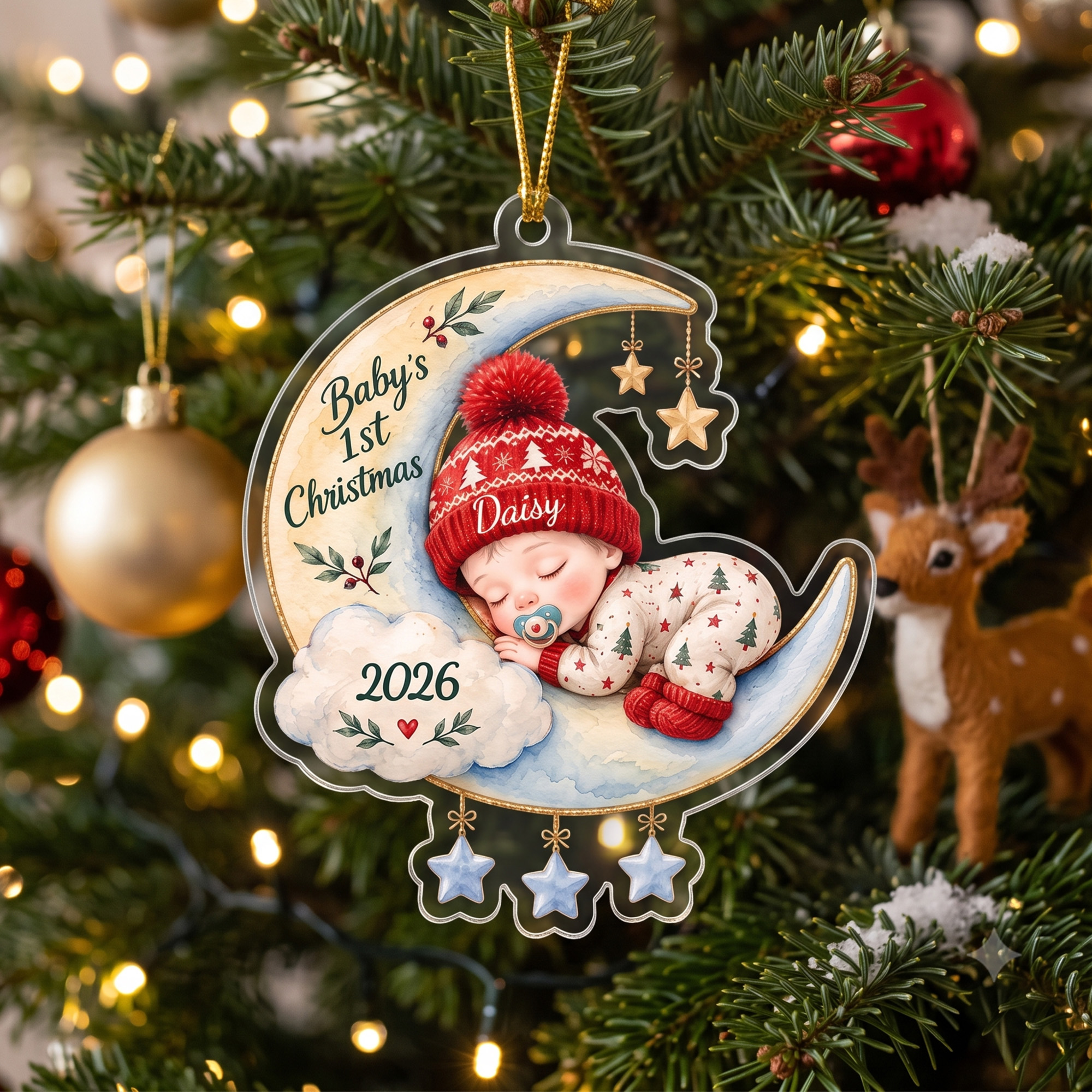 Callie Individuell gestaltete Weihnachtsbaumkugel „Das erste Weihnachtsfest unisex