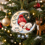 Personalized Baby’s First Christmas Moon Ornament with Name and Year Tree Decor Christmas Gift for Parent Baby 1