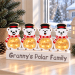 Personalized Cute Polar Bear LED Light Wooden Christmas Ornament with Name and Text Christmas Gift for Family Kids 6
