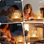 Personalisiertes Haustierfoto Nachtlicht mit Aquarell-Blumen | mit Namen & Text | LED-Acryllampe mit Holzsockel | Erinnerungsgeschenk für Tierbesitzer 9
