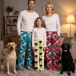 Personalized Multicolor Cloud Star Pet Photo Soft Pajama Pants with Name Daily Wear Birthday Christmas Gift for Family Pet Lovers Owners 5