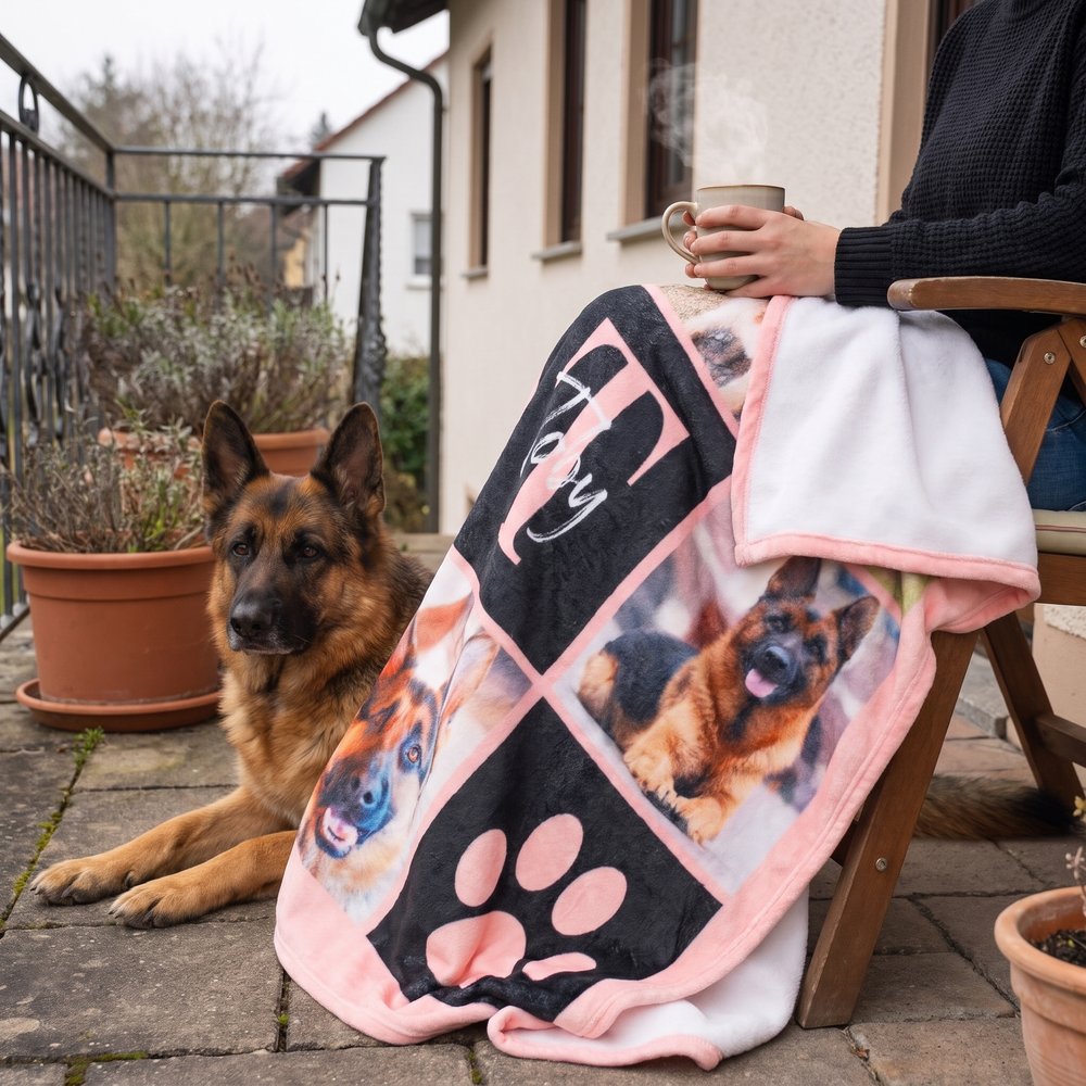 Personalisierte mehrfarbige 6 Hund Katze Fotos weiche Decke mit Pfotenmuster Namen Initiale Geburtstag Geschenk für Tierliebhaber Haustierbesitzer 5