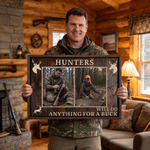 Personalised Wood Grain Deer Hunting Photo Collage Canvas Prints with Text Home Wall Decor Christmas Birthday Gift for Deer Hunters 3