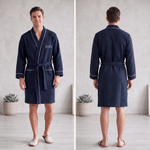 Personalized Embroidered Name Design Waffle Weave Bathrobe Honeymoon Anniversary Birthday Gift for Couple Bride Bridegroom 3