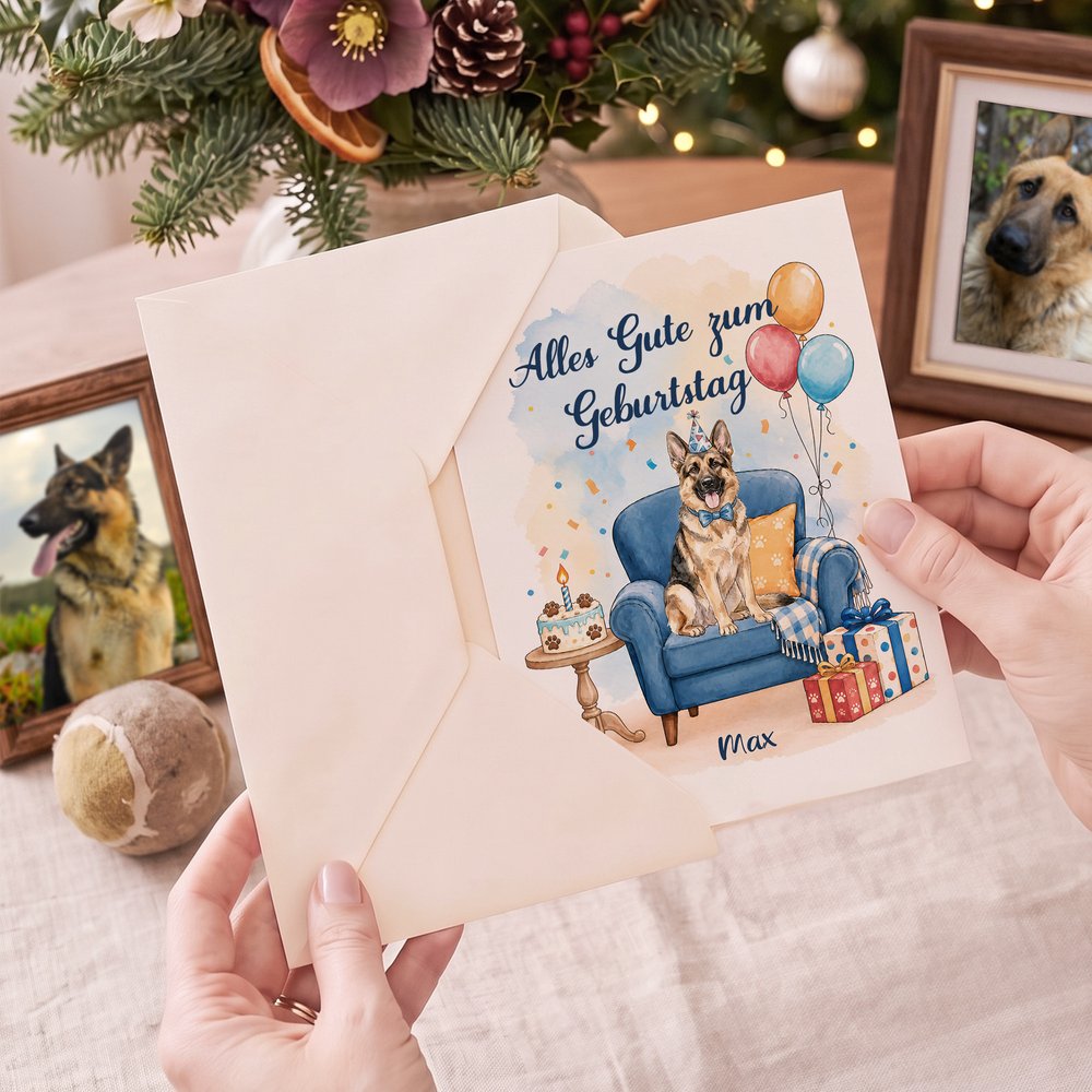 Personalisierte Grußkarte im Aquarell-Stil | mit Haustierfoto & Namen | Klapp- oder Flachkarte wählbar | Geburtstag Geschenk für Tierliebhaber 5