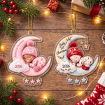 Personalized Baby’s First Christmas Moon Ornament with Name and Year Tree Decor Christmas Gift for Parent Baby 5