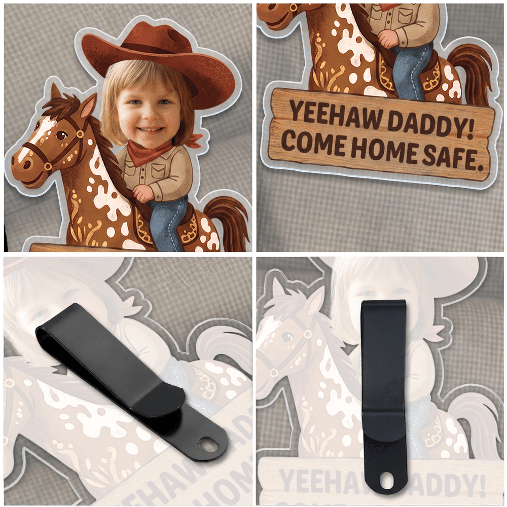 Personalized Cartoon Cowboy Photo Car Vent Clip Sun Visor Clip Rearview Mirror Ornament with Text Car Accessories Birthday Gift for Drivers Parents 7