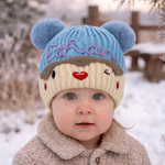Personalized Cartoon Smiling Face Pattern Soft Baby Knit Hat with Name Christmas Baby Shower Gift for Newborns New Parents 1