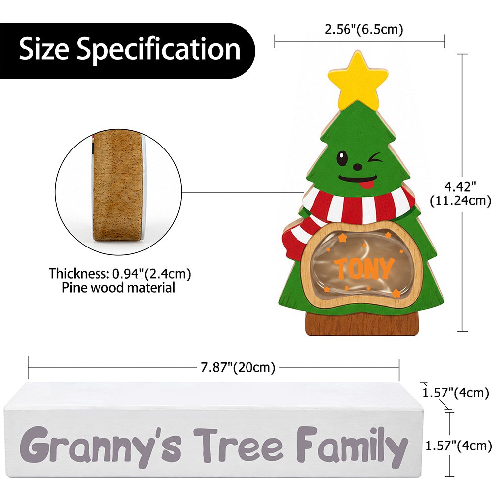 Personalized Cute Christmas Tree LED Light Wooden Christmas Ornament with Name and Text Christmas Gift for Family Kids 9