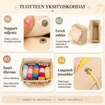 Yksilöity lankakassi omalla nimellä tilava käytännöllinen säilytyslaukku käsitöille neulojalle äidille isoäidille ihana joululahja 6