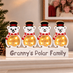 Personalized Cute Polar Bear LED Light Wooden Christmas Ornament with Name and Text Christmas Gift for Family Kids 1