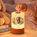 Personalized Oil Painting Pet Photo Birth Flower Touch Control Night Light with Name Year and Text Memorial Sympathy Gift for Loss of Pet 2