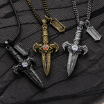 Personalised Gothic Dagger Sword Necklace with Birthstone and Text Exquisite Jewellery Christmas Birthday Gift for Him 1