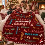 Gepersonaliseerde kerst-woordwolk: warme plaid met titel en namen van gezinsleden – woondecoratie en kerstcadeau voor familie en vrienden 2
