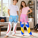Personalised Sports Ball Ice Cream Drip Pattern Pyjama Pants with Name and Number Sports Training Birthday Gift for Men Women Kids Friends 1