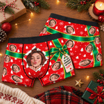 Ropa interior masculina personalizada con foto y motivo navideño, con nombre; regalo de Navidad, aniversario o cumpleaños para el marido o el novio 5