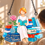 Personalised Birth Flower & Cartoon Reading Woman Sun Catcher with Name and Text Reading Corner Decor Birthday Gift for Women Book Lovers 6