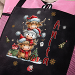 Personalized Stacked Highland Cow Large Capacity Tote Bag with Name and Mesh Pockets Christmas Holiday Gift for Family Friends 6