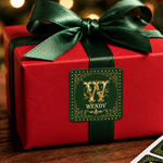 Personalized Retro Gold Initial Red Green Waterproof Square Stickers with Name Christmas Gift for Family Friends 6