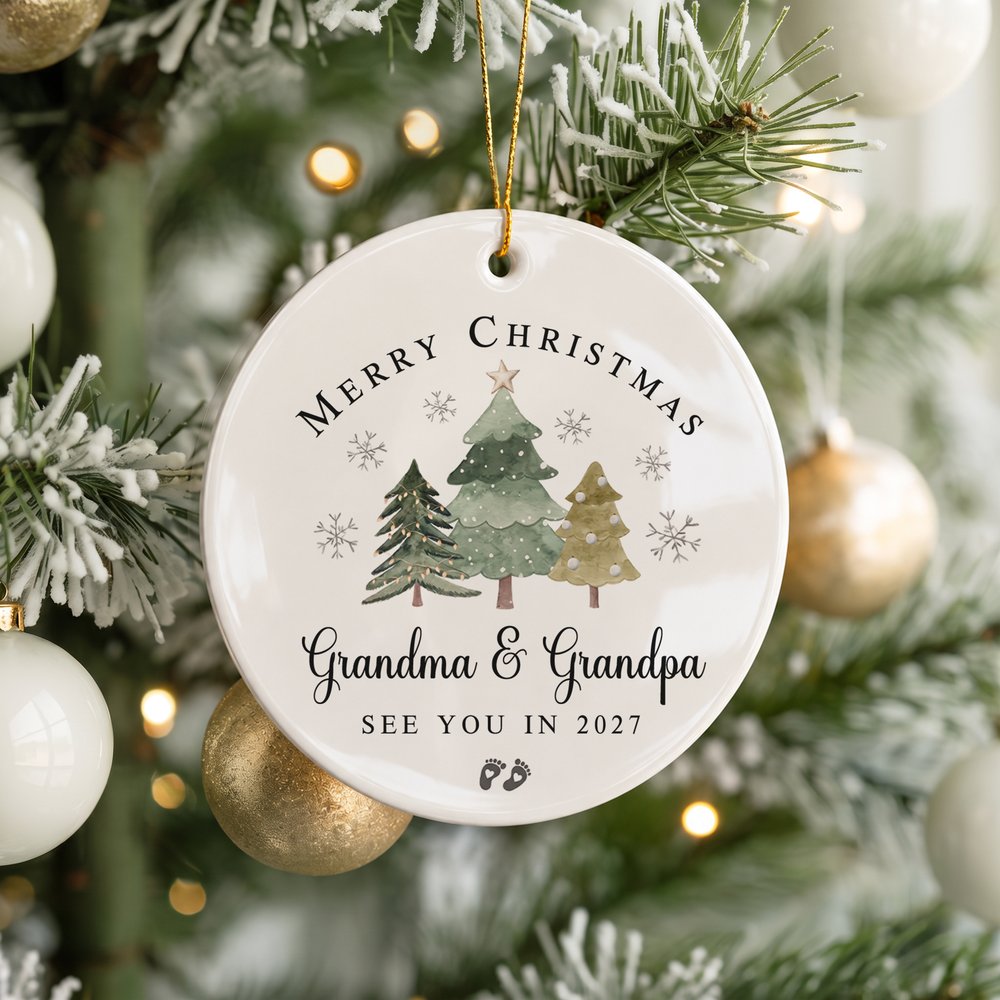 Personalised Promoted to Grandparent Christmas Theme Ceramic Ornament with Text and Box Pregnancy Announcement Christmas Gift for Grandparent Family 5