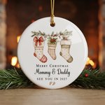 Personalised Promoted to Grandparent Christmas Theme Ceramic Ornament with Text and Box Pregnancy Announcement Christmas Gift for Grandparent Family 4