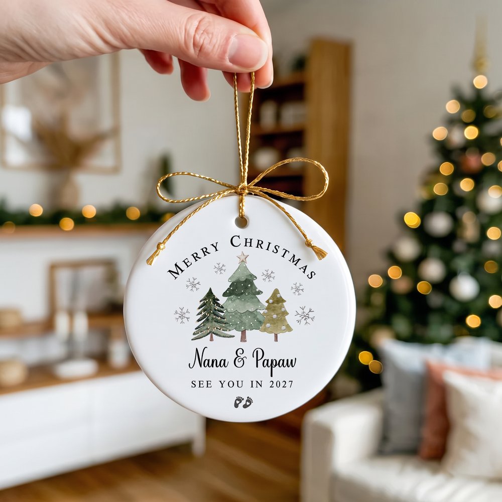 Personalised Promoted to Grandparent Christmas Theme Ceramic Ornament with Text and Box Pregnancy Announcement Christmas Gift for Grandparent Family 8