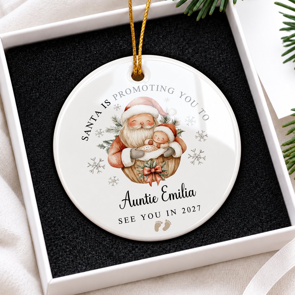 Personalised Promoted to Grandparent Christmas Theme Ceramic Ornament with Text and Box Pregnancy Announcement Christmas Gift for Grandparent Family 6