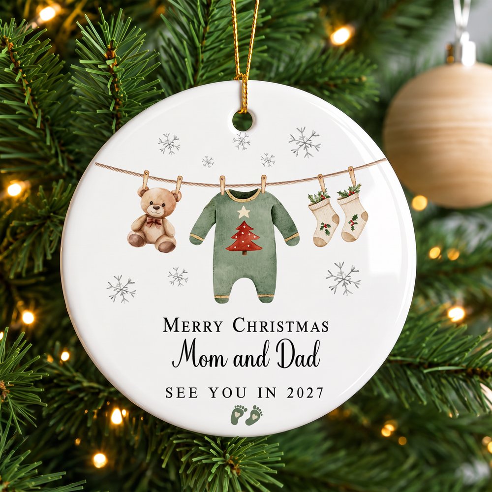 Personalised Promoted to Grandparent Christmas Theme Ceramic Ornament with Text and Box Pregnancy Announcement Christmas Gift for Grandparent Family 3